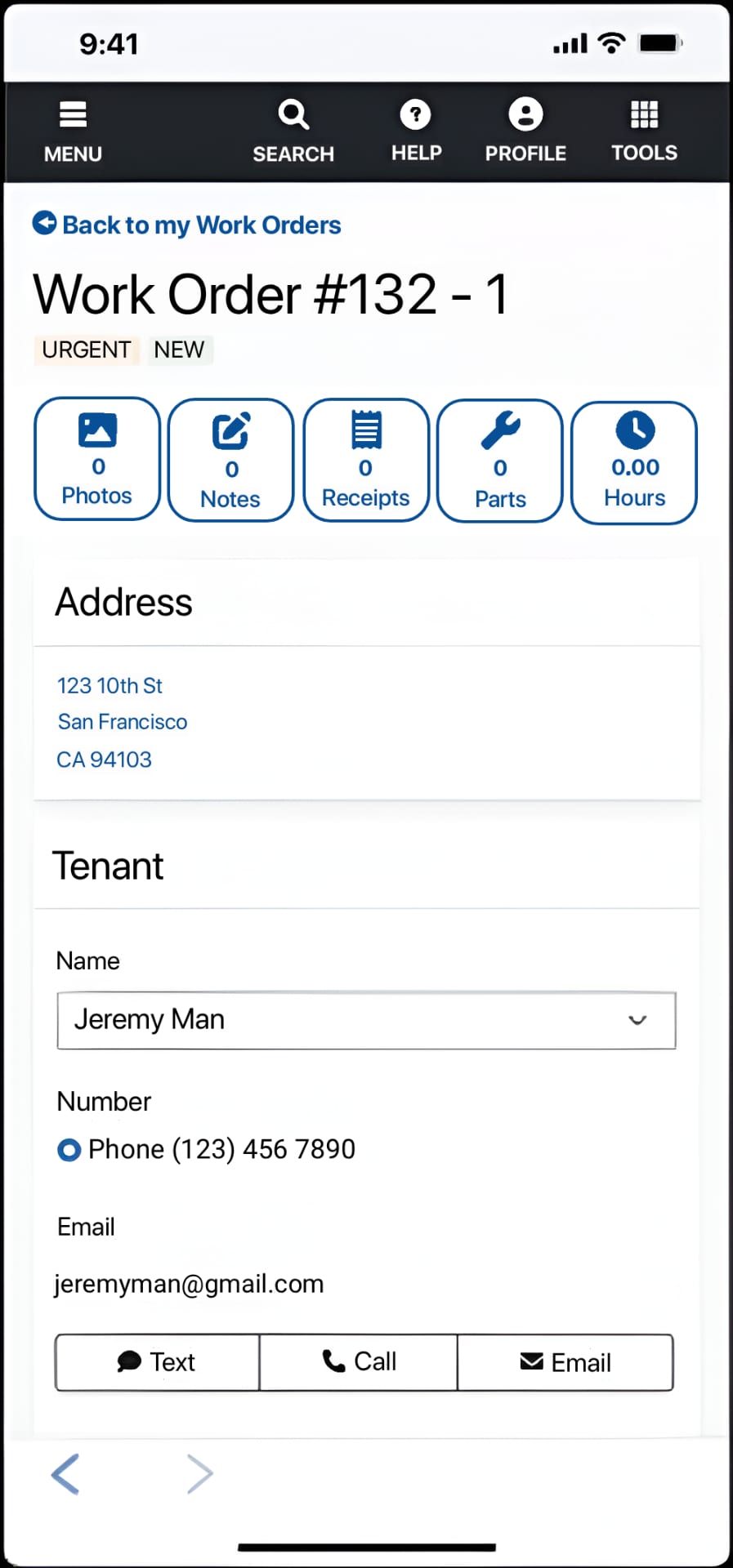 Appfolio Work Order Example